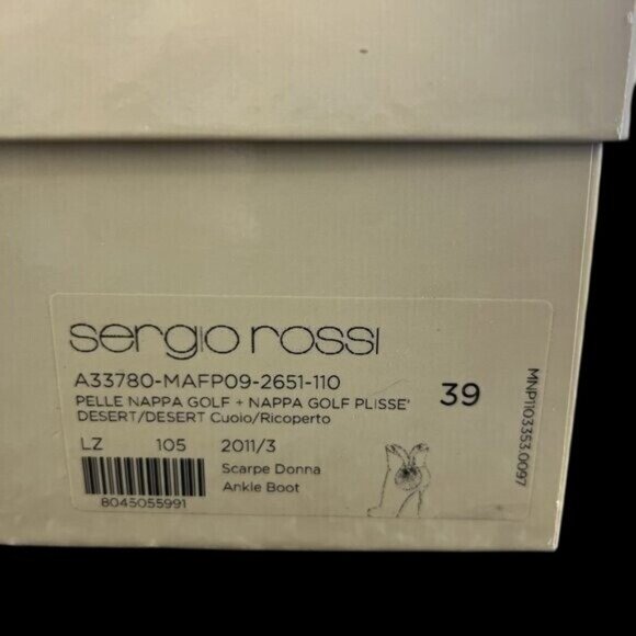 Sergio Rossi 9 Booties Leather Ruffle Luxury Cream High Heel Fairy Core Designer - Picture 15 of 16